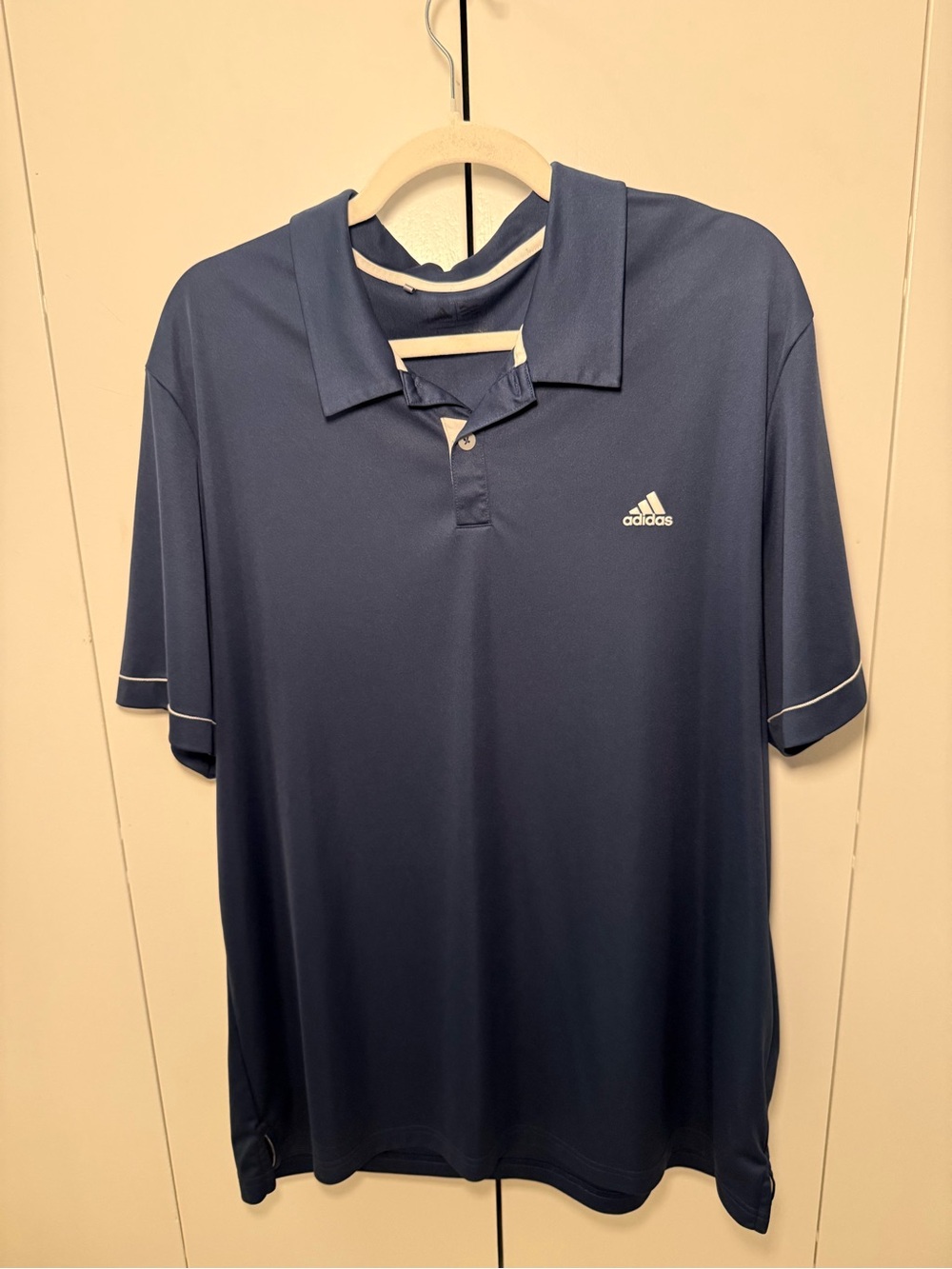 adidas Men’s Navy Blue Polo with White Piping
